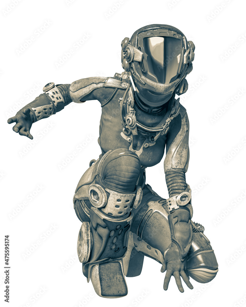 apocalyptic astronaut girl exploring arround apocalyptic astronaut girl exploring arround