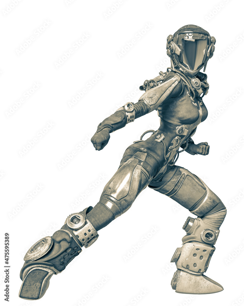 apocalyptic astronaut girl exploring arround apocalyptic astronaut girl exploring arround