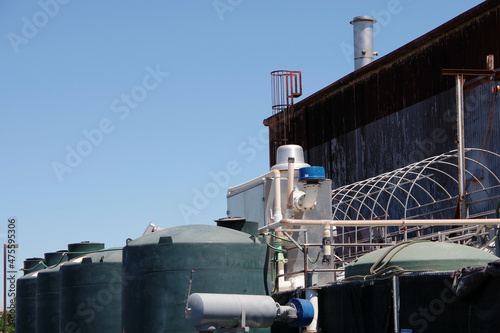 Partial view of an industrial wine production facility