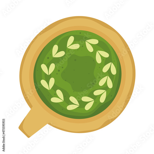 view aerial of matcha tea