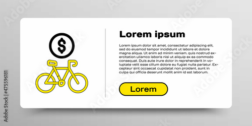 Line Bicycle rental mobile app icon isolated on white background. Smart service for rent bicycles in the city. Mobile app for sharing system. Colorful outline concept. Vector