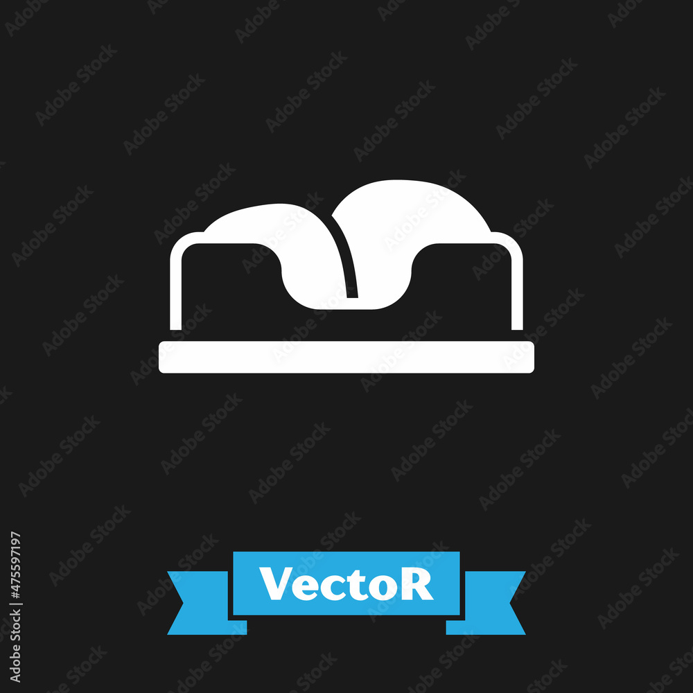 White Pet bed icon isolated on black background. Vector