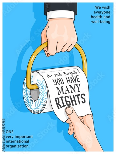 Toilet paper. Cheerful comic poster in cartoon style. Vector ready placard