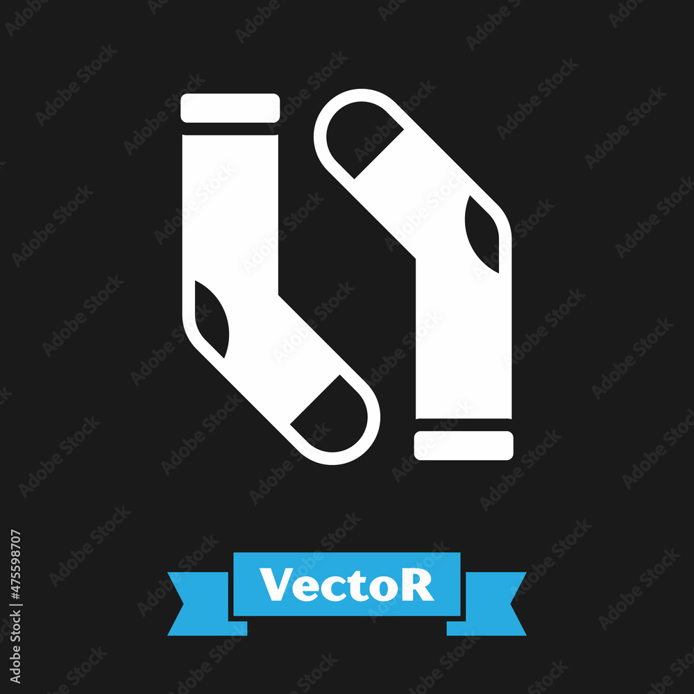White Socks icon isolated on black background. Vector