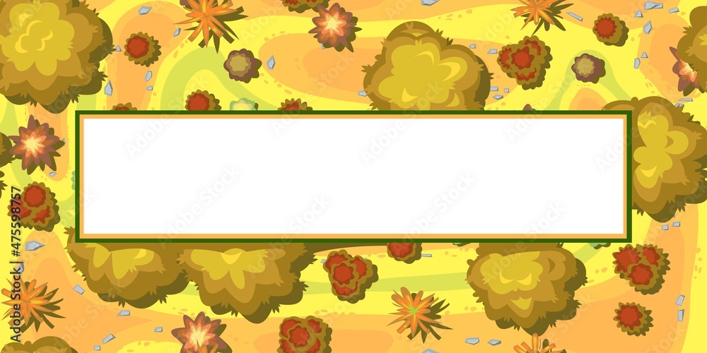 Autumn landscape top view. Scene with yellow and orange trees and bushes from height. Above countryside. Cartoon style illustration. Seamless pattern Vector Autumn landscape top view. Scene with yellow and orange trees and bushes from height. Above countryside. Cartoon style illustration. Seamless pattern Vector