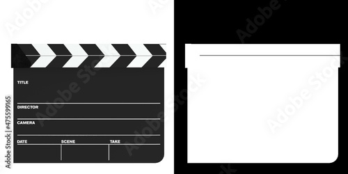 Photo 3D rendering illustration of a clapperboard