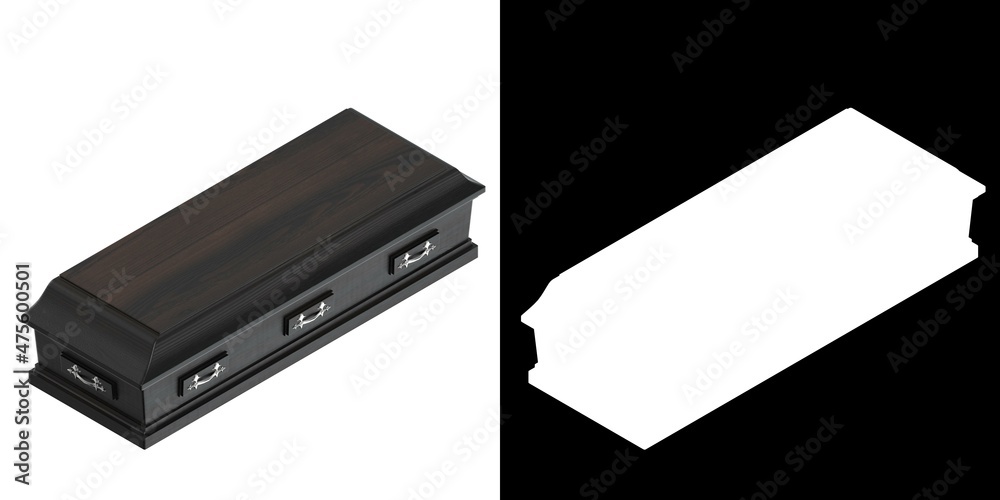 3D rendering illustration of a closed coffin 3D rendering illustration of a closed coffin