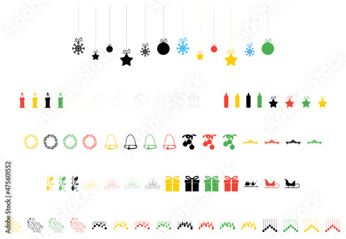 Set bunte Weihnachtsdekoration