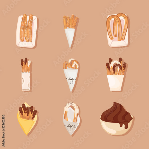 churros and chocolate sauce