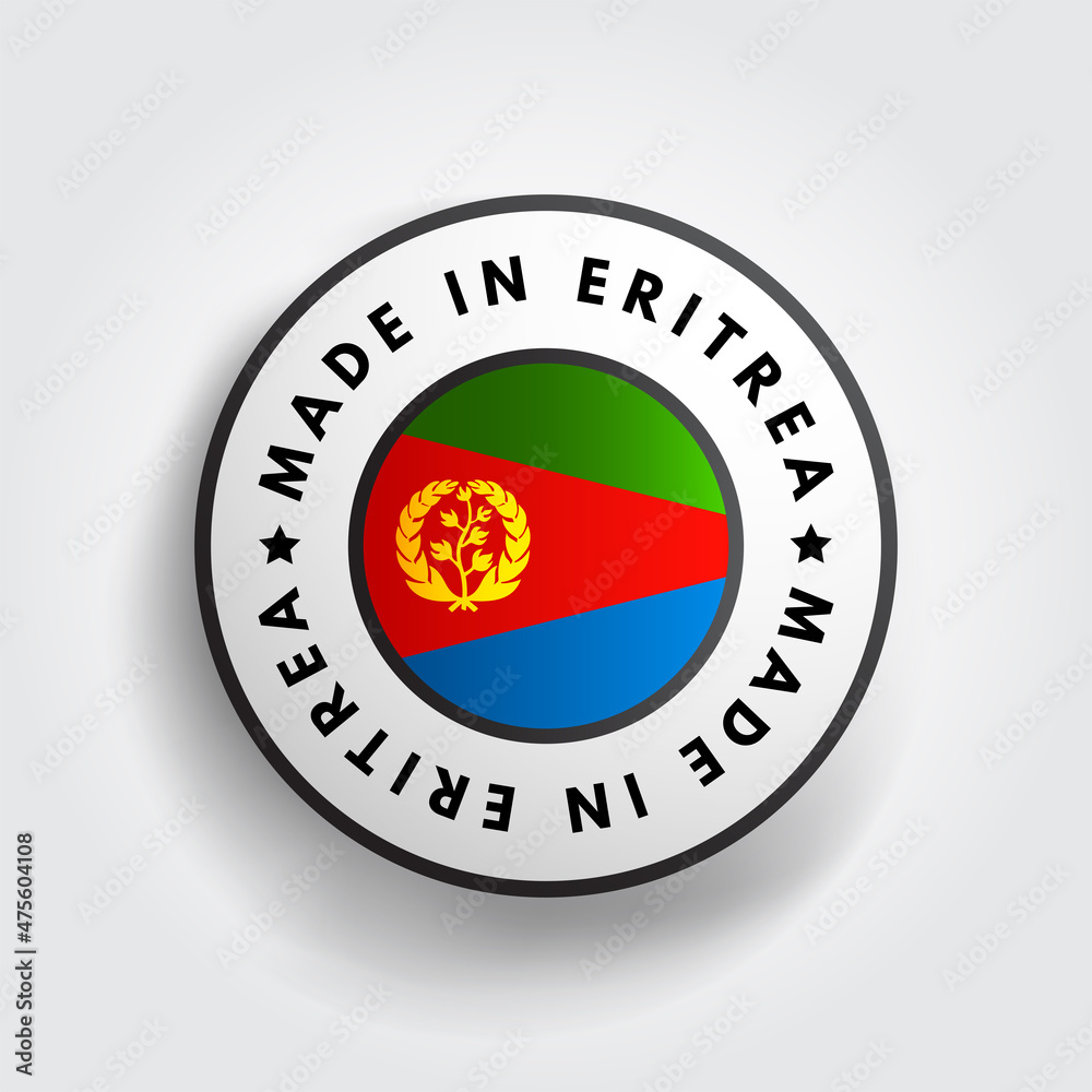 Made in Eritrea text emblem badge, concept background Made in Eritrea text emblem badge, concept background