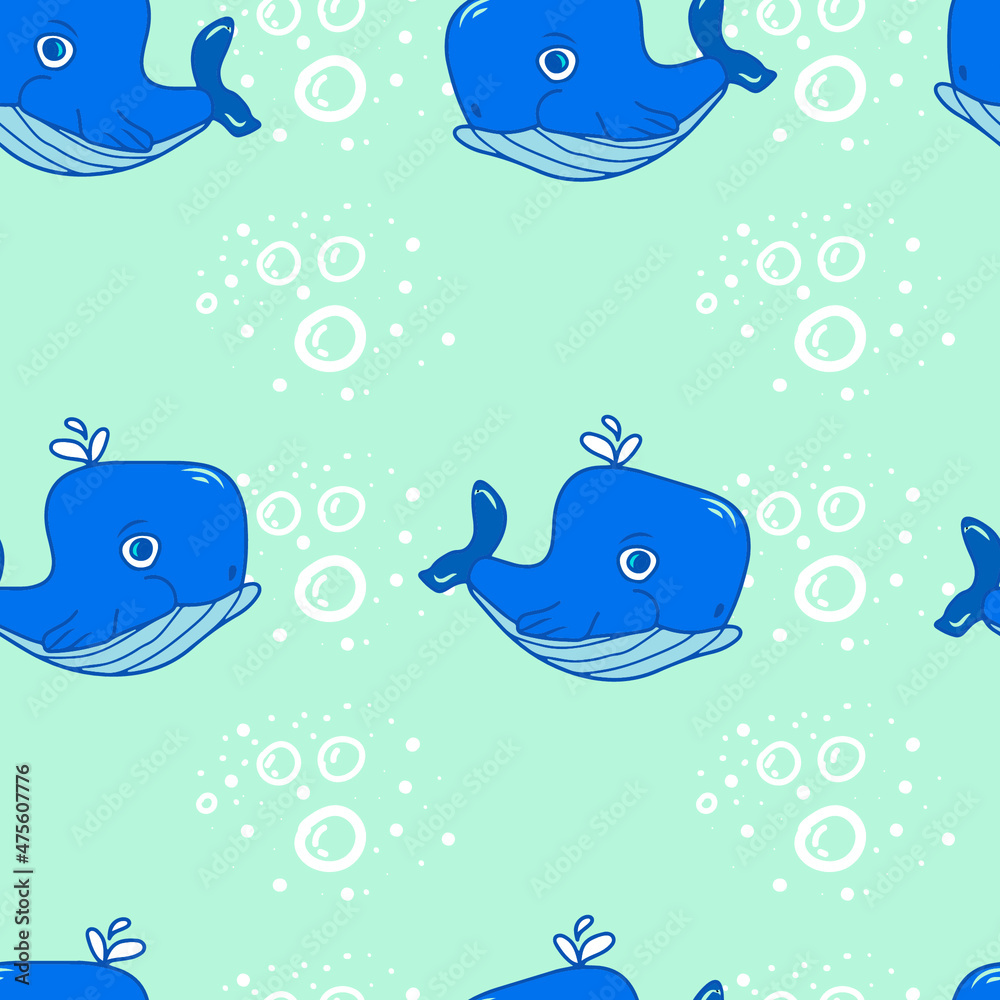 Obraz premium Vector design for postcard backgrounds and fabrics.Funny marine design