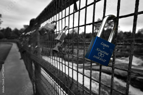 Love locks on fence