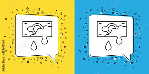 Set line Bloody money icon isolated on yellow and blue background. Vector