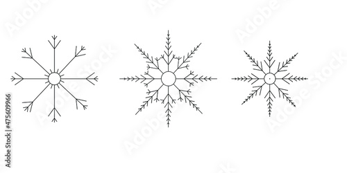 Winter black and white element. Snowflakes. On white background. Vector. christmas snowflake isolated on white background