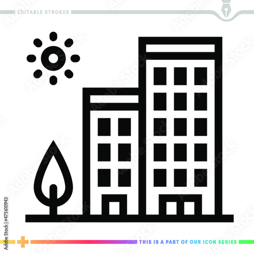 Line icon for real estate developer illustrations with editable strokes. This vector graphic has customizable stroke width.