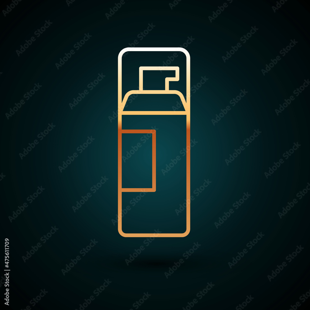 Gold line Shaving gel foam icon isolated on dark blue background. Shaving cream. Vector Gold line Shaving gel foam icon isolated on dark blue background. Shaving cream. Vector