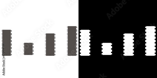 3D rendering illustration of some integrated circuits chips