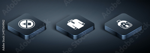 Set Isometric No alcohol, Ramadan Kareem lantern and Shirt kurta icon. Vector