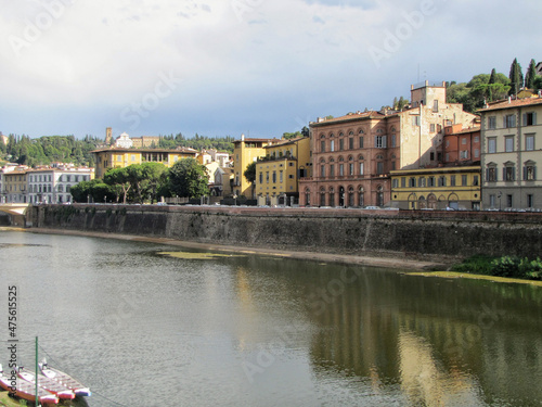 Ufizzi gallery on the embarkment of Arno river on a sunny day in Florence, Italy photo