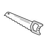 Hand drawn saw. Sketch doodle style. Isolated vector illustration.