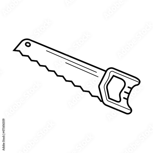 Hand drawn saw. Sketch doodle style. Isolated vector illustration. © Oxy D