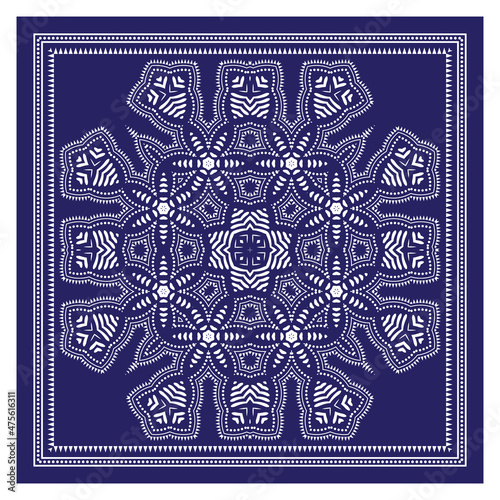 Bandana Shawl, Tablecloth Fabric Print, Silk Neck Scarf, Kerchief Design, Ornament Paisley, Square Pattern