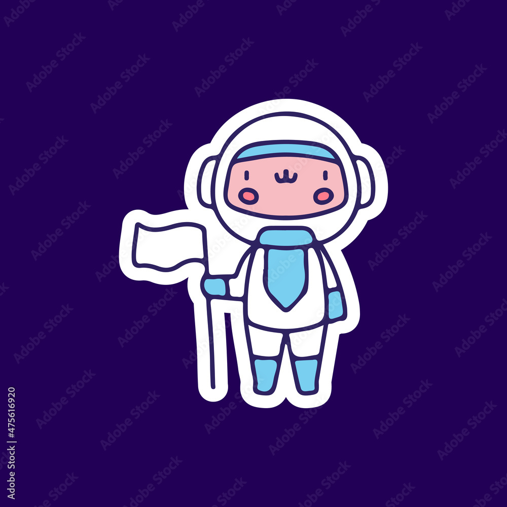 Cute astronaut in space holding flag. illustration for t shirt, poster, logo, sticker, or apparel merchandise. Cute astronaut in space holding flag. illustration for t shirt, poster, logo, sticker, or apparel merchandise.