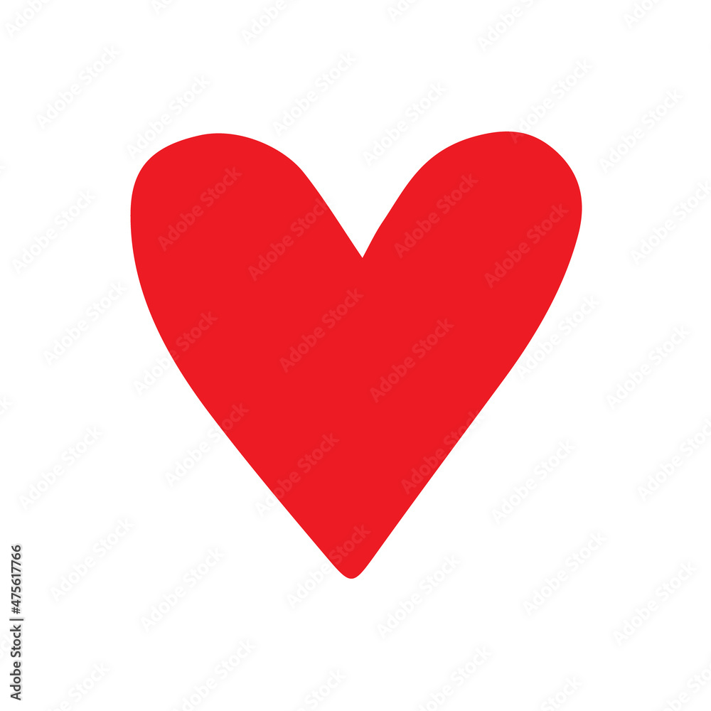 Vector hand drawn doodle sketch red heart isolated on white background