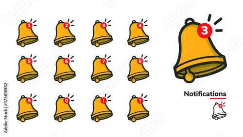 Signs icons with bells notifications