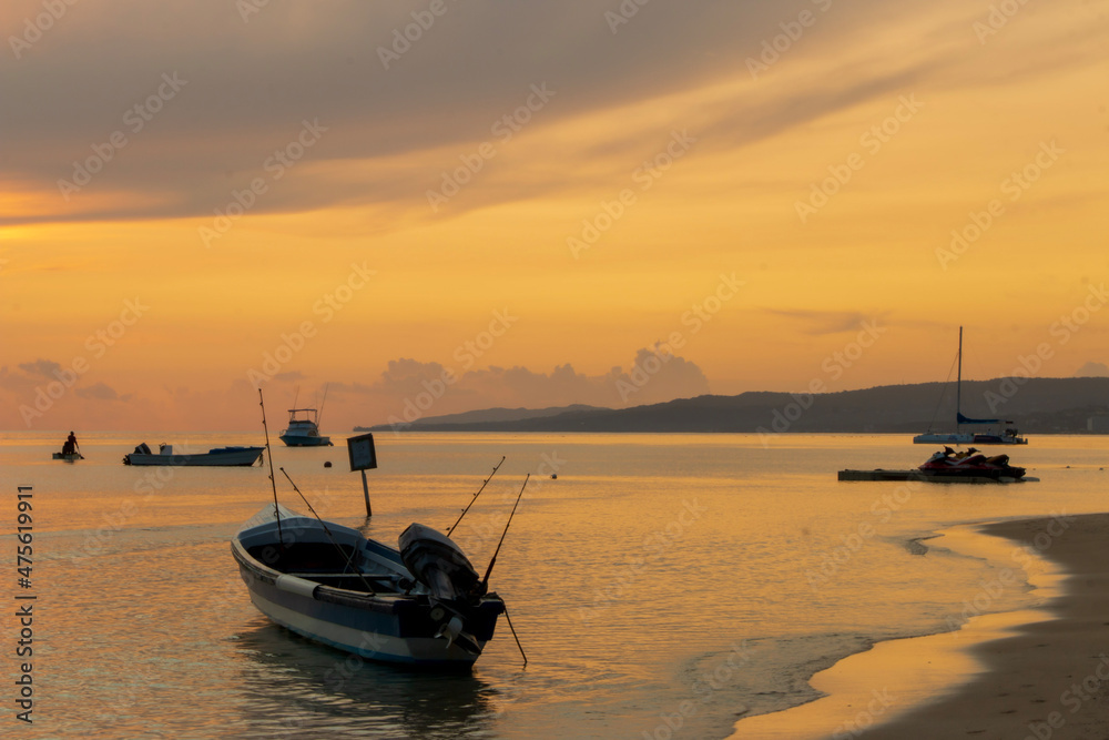 boat at sunset