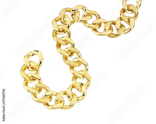 Gold jewelry. Gold bracelet isolated