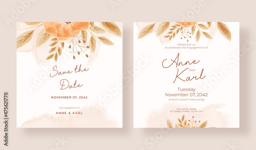 Romantic rustic boho wedding invitation square template