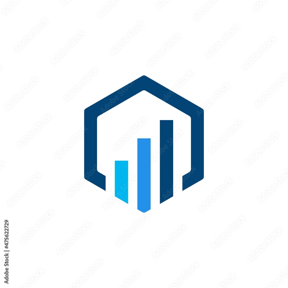 Hexagon Statistics Business Chart Bar logo design Hexagon Statistics Business Chart Bar logo design