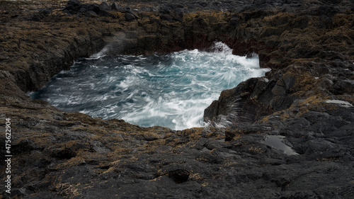 Closeup of a wonderful view of The Bufadero of La Garita in Telde, Gran Canaria photo