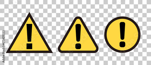 Exclamation mark icons in various shapes. Can be used for caution, warning, danger, etc.