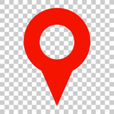 Map pin icon on a red map. Vectors.