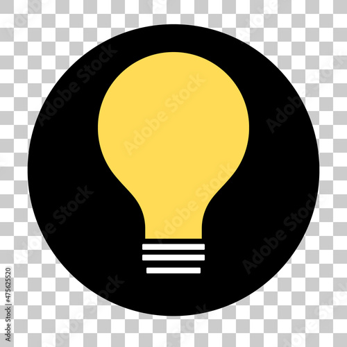 Black round light bulb icon. A generic vector that can be used for tips and explanations.