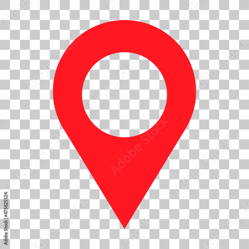 A map pin icon with a transparent background. Vector.