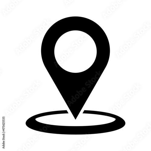 Map pin icon of a map standing on a round circle. Vector.