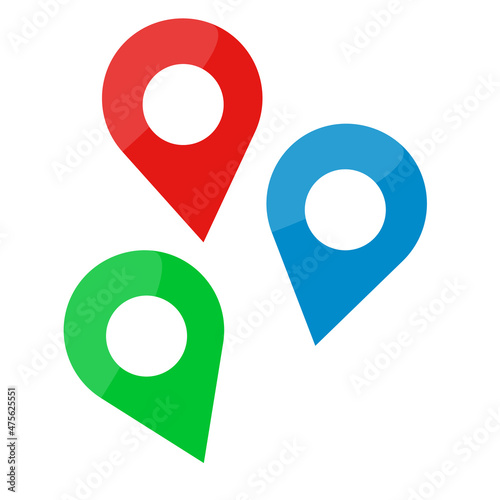 A set of colorful map pin icons. Glossy vectors.