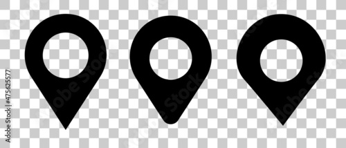 Map pin icons in various shapes. Vectors.