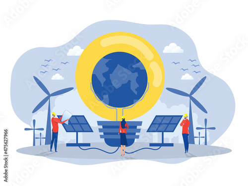 Business 2022 New Year ESG or ecology problem Trends project; Preserving resources of the planet; modern flat vector illustration