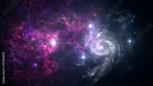 Fototapeta Naklejka Na Ścianę i Meble -  science fiction wallpaper. Beauty of deep space. Colorful graphics for background, like water waves, clouds, night sky, universe, galaxy, Planets
