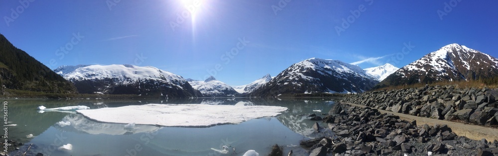 panorama of the mountains and lake