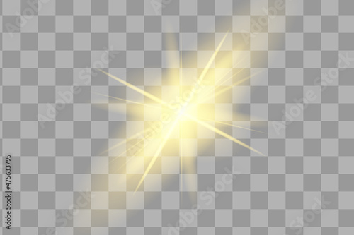 Glowing yellow Light effect. Vector illustration