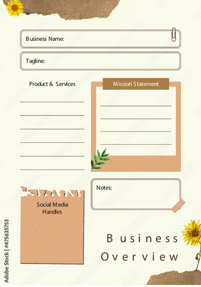 Brown Beige Paper Elegant Business Overview Planner