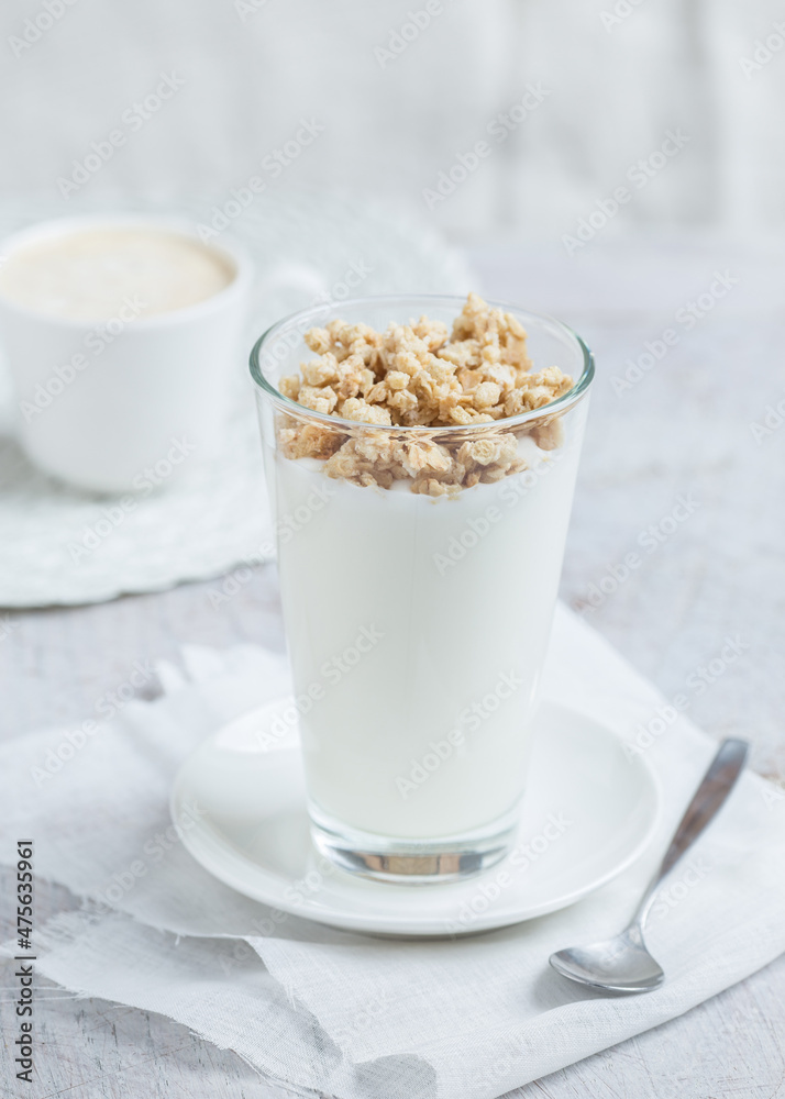 plain yogurt with granola muesli plain yogurt with granola muesli