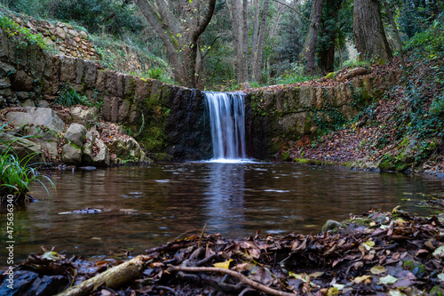 River flowing in a wet forest of Montseny, Catalonia photo