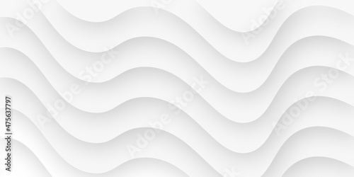 Fototapeta Naklejka Na Ścianę i Meble -  Abstract background of wavy curved stripes with shadows in white and gray colors. abstract wavy pattern 3d papercut white background vector illustration. Abstract geometric line white color background