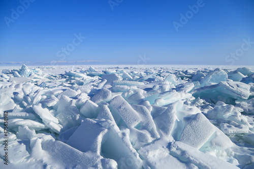 Ice blocks of Baikal Lake